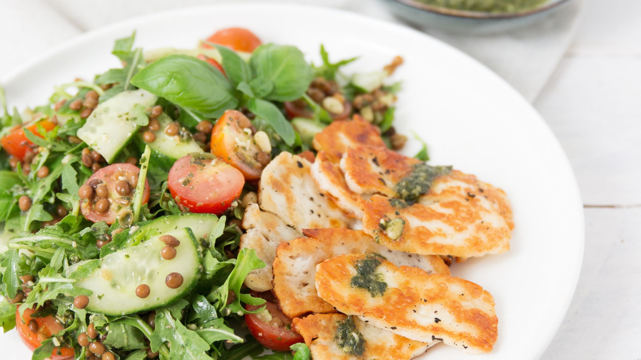 Lentil & Grilled Halloumi Salad