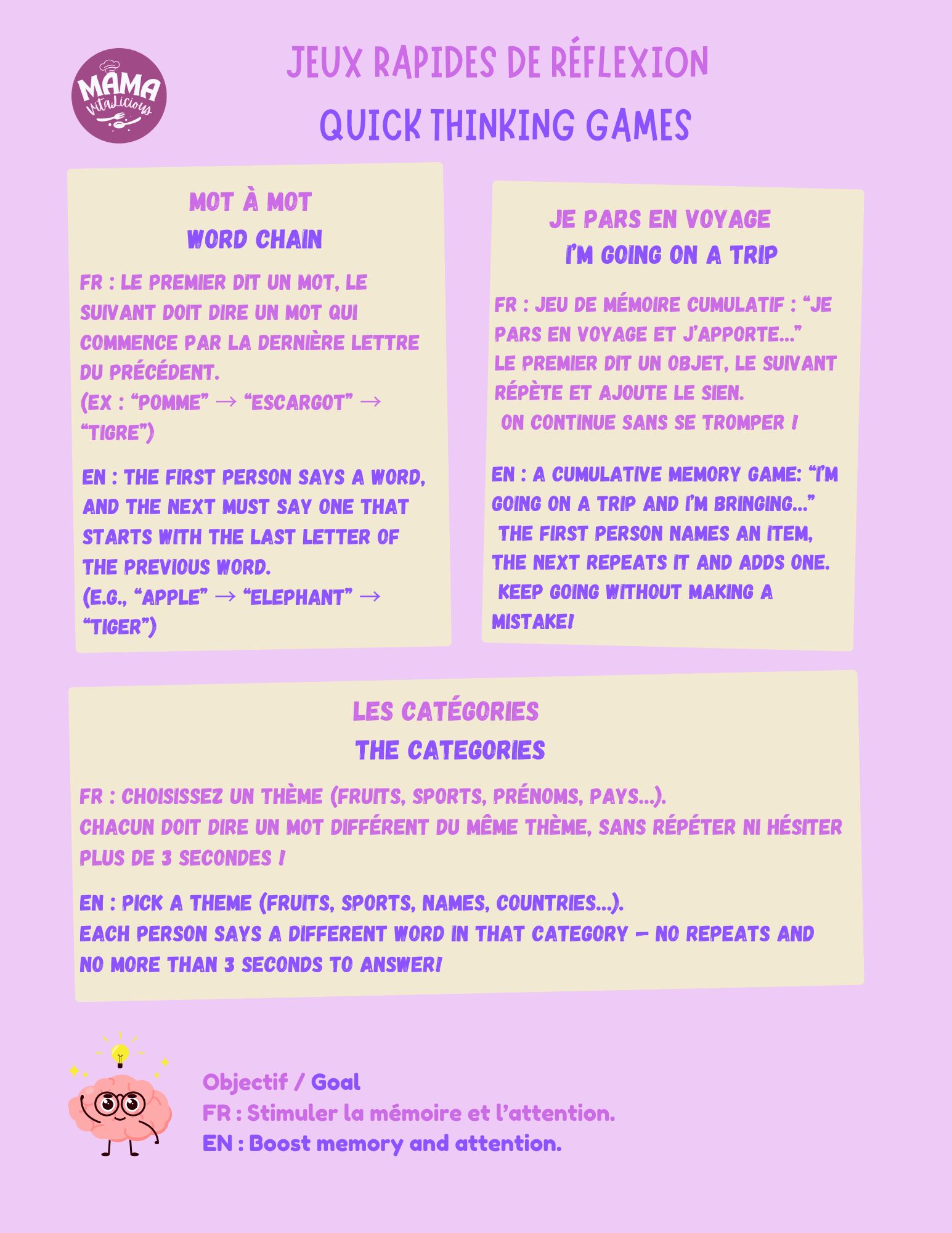 Quick thinking games